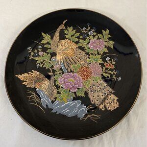 Vintage Japanese Imperial Kutani Decorative 10" Plate Peacocks & Floral Design